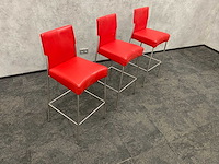 3x bert plantagie - design barkruk rood leder - afbeelding 6 van  9