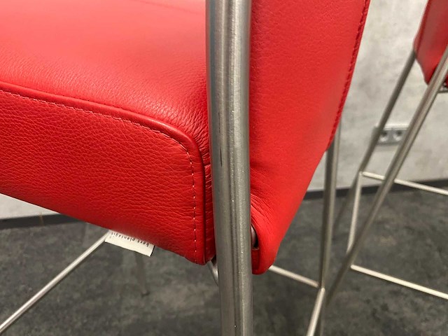 3x bert plantagie - design barkruk rood leder - afbeelding 7 van  9