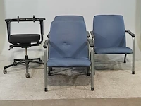 3x bezoekersstoel en 1x bureaustoel in onderdelen., o.a. alvero