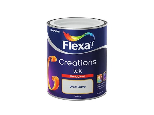 3x binnenlak hoogglans 750 ml flexa, creations, wild dove - afbeelding 2 van  2