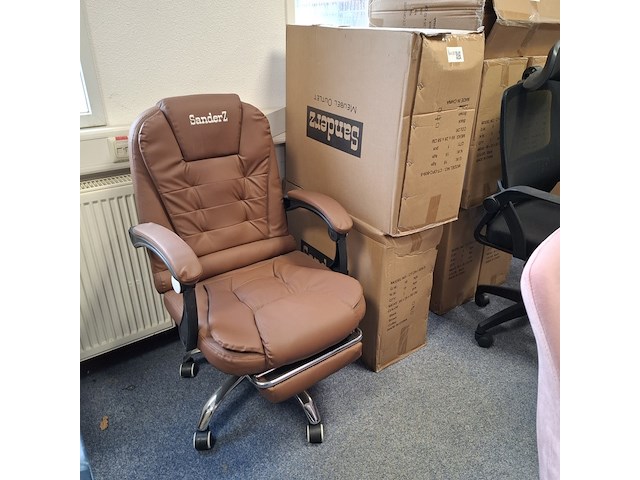 3x bureaustoel met massagefunctie bruin - afbeelding 1 van  7