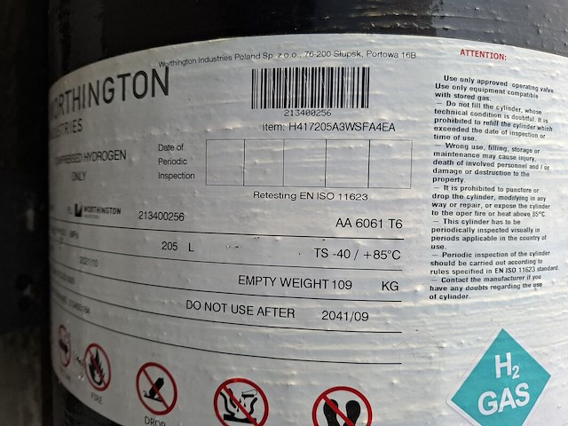 3x composiet gecomprimeerde waterstofcilinder worthington industries - afbeelding 7 van  7
