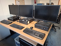 3x computer met beeldscherm en toetsenbord hp, hp pro 6300 sff i5, hp elitedesk 800 g1 sff i5 en hp elitedesk 800 g1, bouwjaar 2013 en 2016 - afbeelding 1 van  10