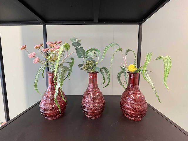 3x decoratievaas met kunstbloem - afbeelding 1 van  6
