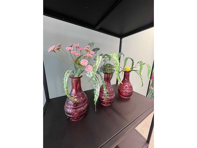 3x decoratievaas met kunstbloem - afbeelding 2 van  6