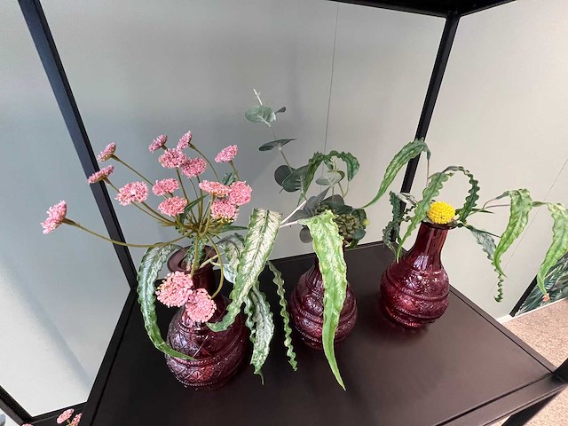 3x decoratievaas met kunstbloem - afbeelding 6 van  6