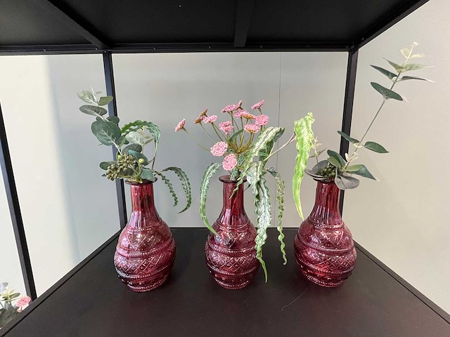 3x decoratievaas met kunstbloem - afbeelding 1 van  6