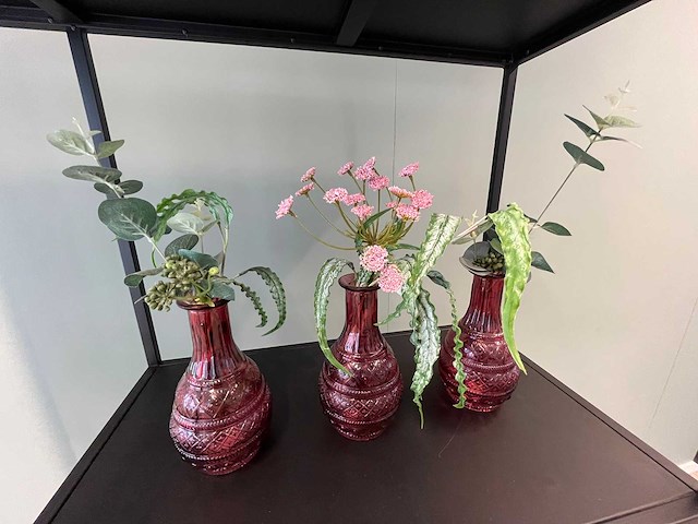 3x decoratievaas met kunstbloem - afbeelding 2 van  6