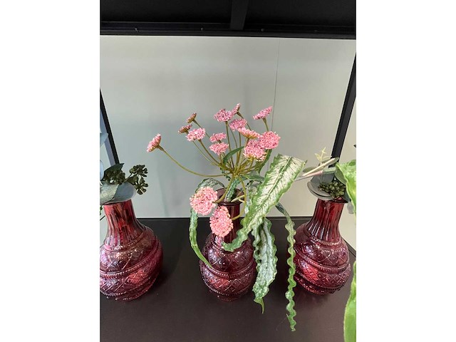 3x decoratievaas met kunstbloem - afbeelding 5 van  6