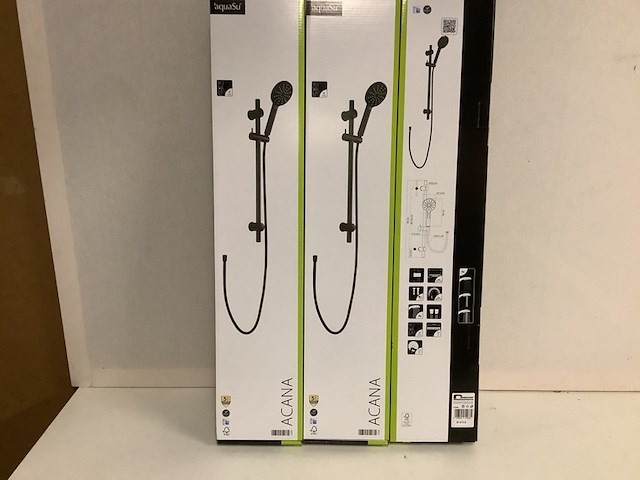 3x douche glijstang met handdouche aqua su, acana, zwart - afbeelding 2 van  4