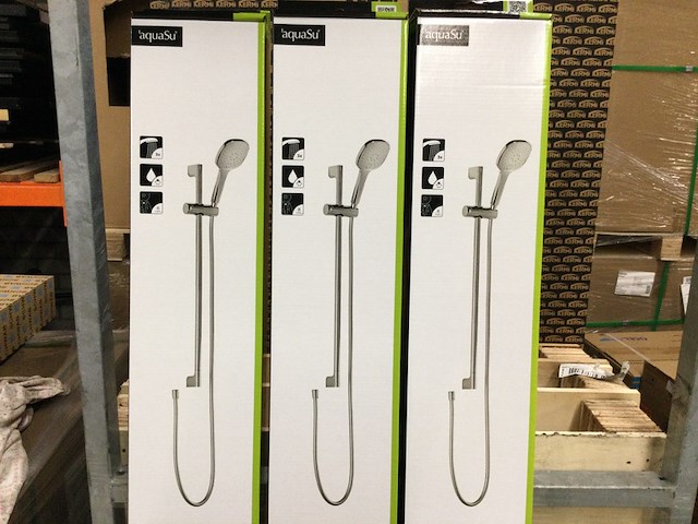 3x douchesets vierkant, aqua su, lepoldo, chroom - afbeelding 2 van  3