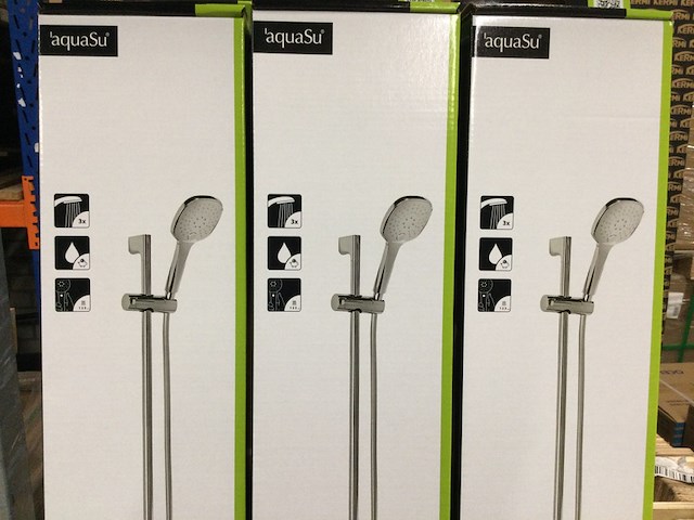 3x douchesets vierkant, aqua su, lepoldo, chroom - afbeelding 2 van  3