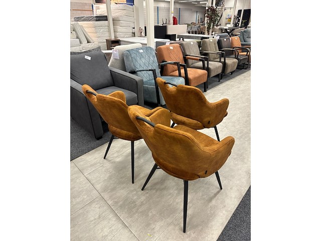 3x eetkamerstoel merel, velvet, okergeel - afbeelding 4 van  7