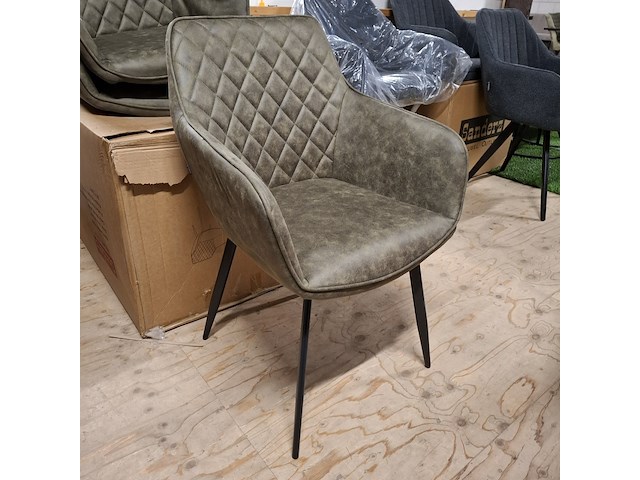 3x eetkamerstoel met armleuning groen - afbeelding 1 van  4