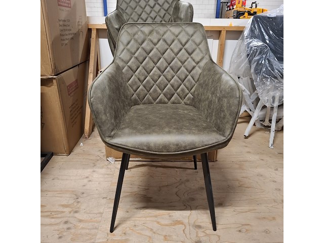 3x eetkamerstoel met armleuning groen - afbeelding 2 van  4