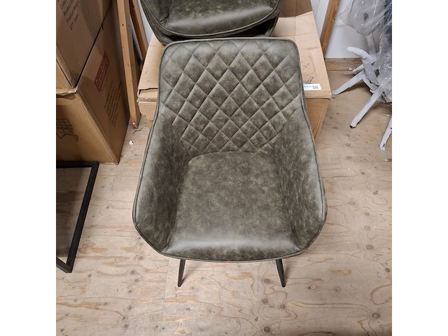 3x eetkamerstoel met armleuning groen - afbeelding 3 van  4