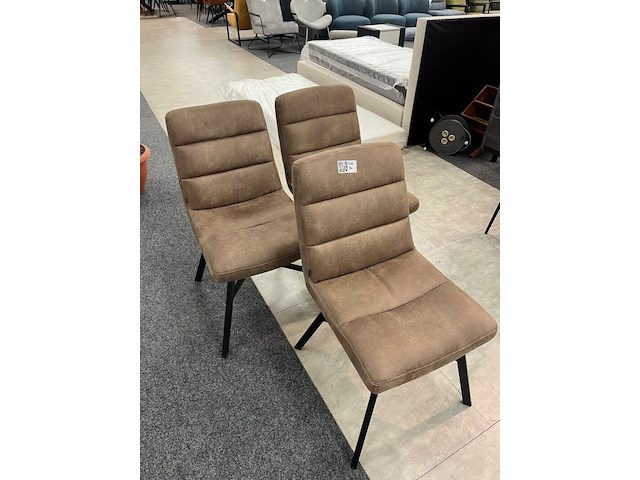 3x eetkamerstoel roel, microvezel, taupe - afbeelding 1 van  6