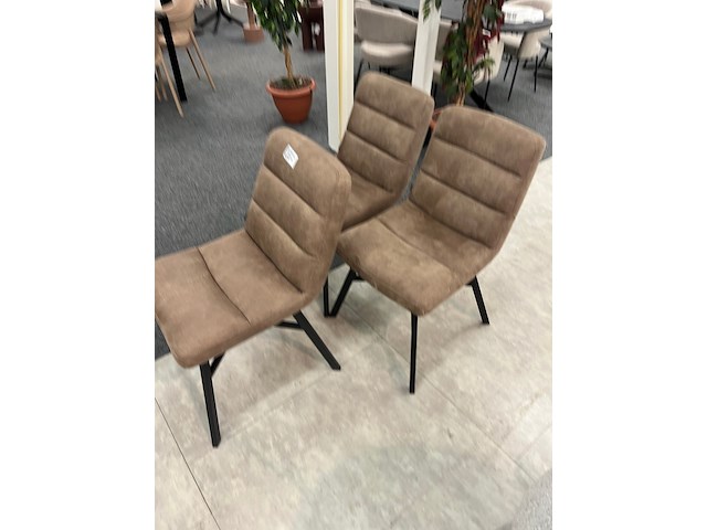 3x eetkamerstoel roel, microvezel, taupe - afbeelding 2 van  6