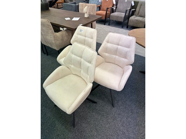 3x eetkamerstoelen meike, microvezel, crème - afbeelding 1 van  5