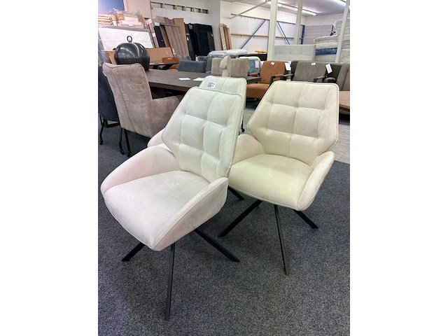 3x eetkamerstoelen meike, microvezel, crème - afbeelding 2 van  5
