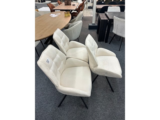 3x eetkamerstoelen meike, microvezel, crème - afbeelding 3 van  5