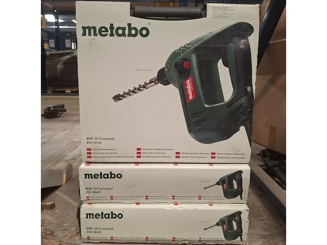 3x elektrische boorhamer metabo, bhe 20 compact - afbeelding 1 van  4