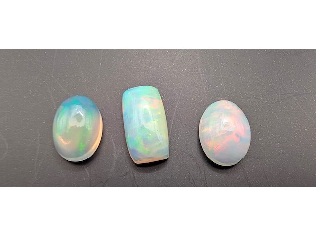 3x ethiopische opaal, edelsteen, wit - afbeelding 1 van  3
