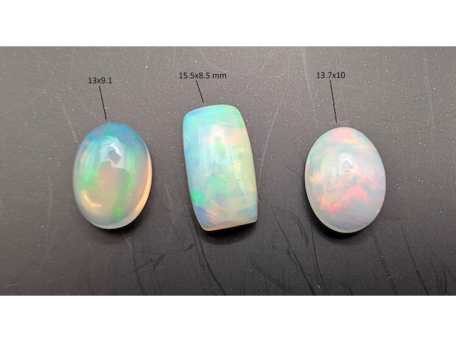 3x ethiopische opaal, edelsteen, wit - afbeelding 2 van  3