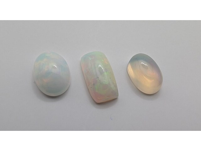 3x ethiopische opaal, edelsteen, wit - afbeelding 3 van  3