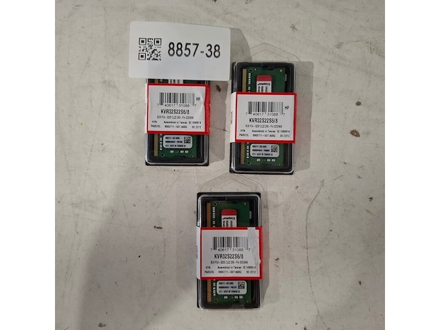 3x geheugenmodule 8gb, kingston, kvr32s22s6/8 - afbeelding 1 van  2