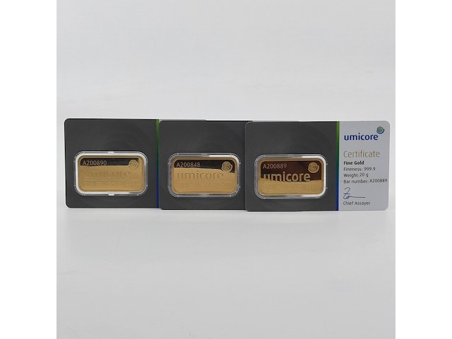 3x goudbaar, 20 gram, umicore - afbeelding 1 van  7