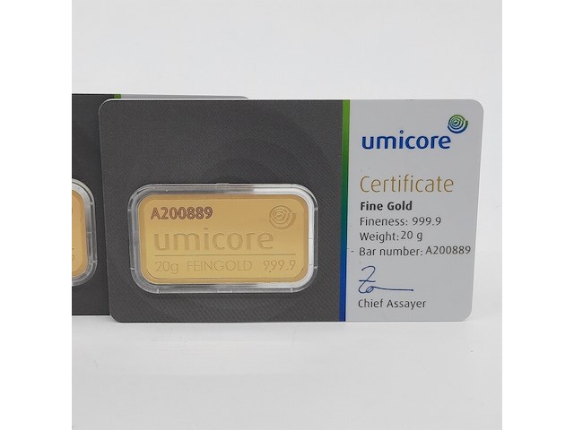 3x goudbaar, 20 gram, umicore - afbeelding 2 van  7