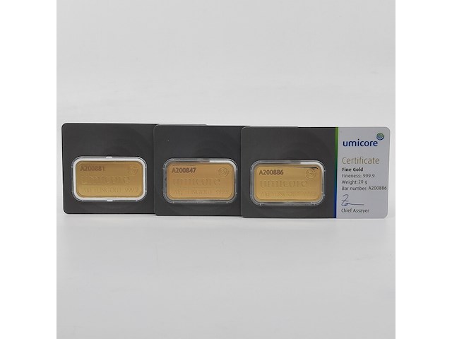 3x goudbaar, 20 gram, umicore - afbeelding 1 van  7