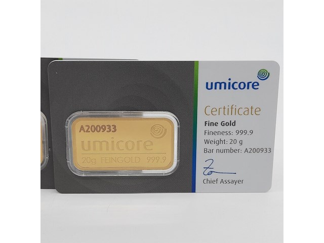 3x goudbaar, 20 gram, umicore - afbeelding 2 van  7