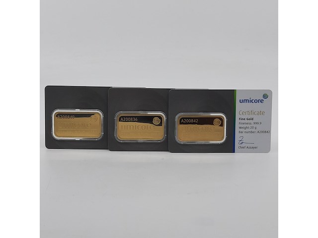3x goudbaar, 20 gram, umicore - afbeelding 1 van  7