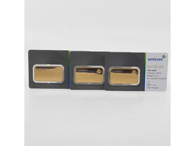 3x goudbaar, 20 gram, umicore - afbeelding 1 van  7