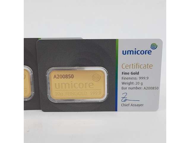 3x goudbaar, 20 gram, umicore - afbeelding 2 van  7