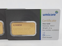 3x goudbaar, 20 gram, umicore - afbeelding 2 van  7