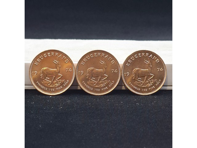 3x gouden munt, south africa, krugerrand, 1974 - afbeelding 1 van  5