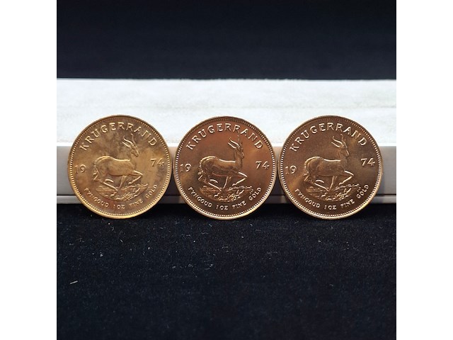 3x gouden munt, south africa, krugerrand, 1974 - afbeelding 1 van  5