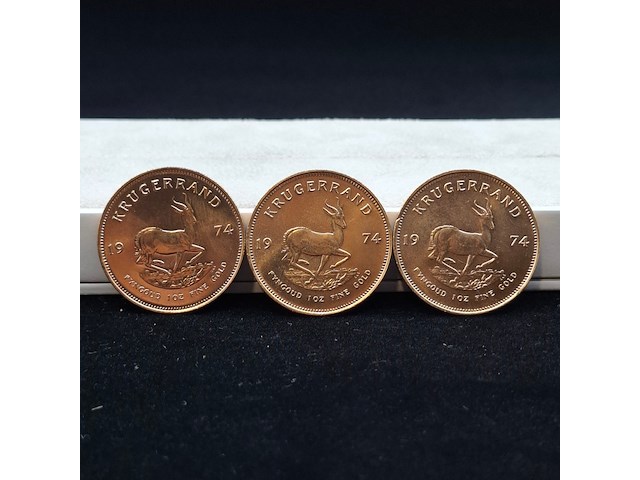 3x gouden munt, south africa, krugerrand, 1974 - afbeelding 1 van  5
