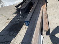 3x iroko balken geschaafd gevingerlast gelamineerd, 72x96mm, lengte 1/455cm, 2/590cm - afbeelding 1 van  3