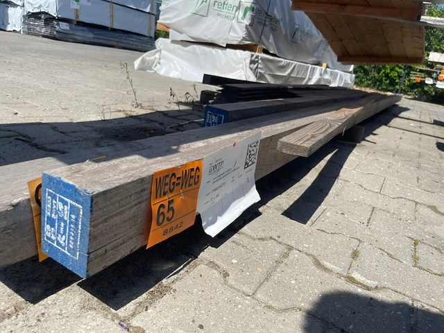 3x iroko balken geschaafd gevingerlast gelamineerd, 72x96mm, lengte 1/455cm, 2/590cm - afbeelding 2 van  3