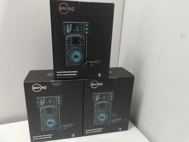 3x karaoke boombox + bluetooth + microfoon, brainz - afbeelding 2 van  3