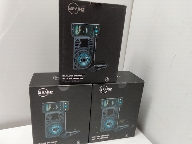 3x karaoke boombox + bluetooth + microfoon, brainz - afbeelding 2 van  3