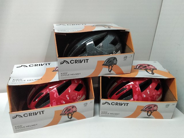 3x kinderfietshelm met achterlicht, crivit, rood/antraciet - afbeelding 1 van  4