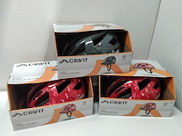 3x kinderfietshelm met achterlicht, crivit, rood/antraciet - afbeelding 1 van  4