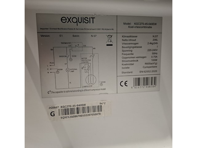 3x koelkast met vriesvak, exquisit, wit - afbeelding 7 van  18