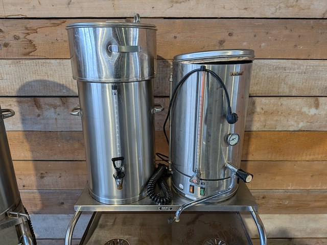 3x koffie- en/of drankencontainer op verrijdbare rvs-wagens, animo - afbeelding 10 van  17