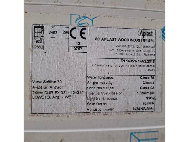 3x kunststof kozijn met glas antraciet - afbeelding 5 van  6
